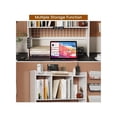 thumbnail image 6 of Desktop BookshelfCountertop Storage Hutch With 3 Shees For Computer Desk2-Tier Display Rack With Grid Panel Multipurpose Wood Desk Hutch Storage Organizer For Home Office Dorm White, 6 of 10