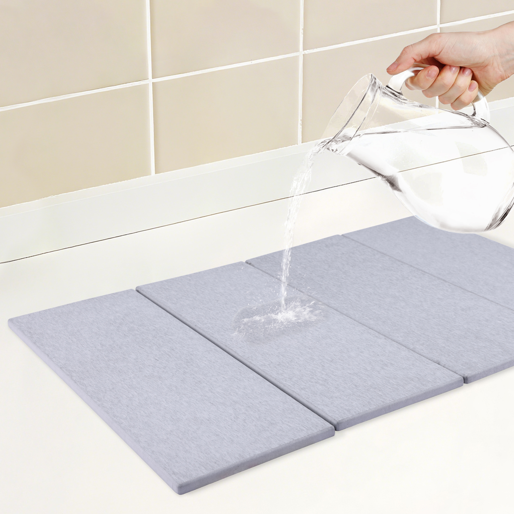 Unique Bargains Foldable Diatomaceous Stone Dish Drying Mat Gray