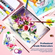 Paul Rubens Solid Watercolor Paint Set, 24 Vivid Floral Colors x 2 ml Artist Grade Watercolor, Bulit-in Palette for Professional Artists, Beginners