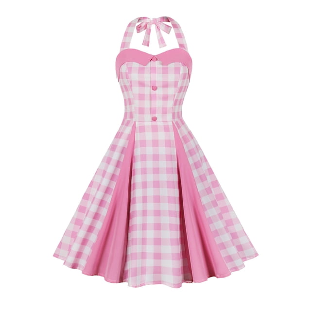 Robe d'Été pour Femmes 2024 Mode Grande Taille Rétro Col en V Manches Courtes Nœud Bouton Ceinture Grande Jupe Ourlet Robe 50 % de Réduction Liquidation!