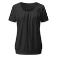 thumbnail image 3 of Womens T Shirts 2025 Summer Short Sleeve Pleated Dressy Casual Scooped Neck Tunic Tops Loose Fit Blouses, 3 of 6