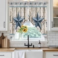 thumbnail image 6 of Texas Star Navy Blue Swag Valances for Windows, Kitchen Window Curtains Over Sink, Farmhouse Vintage Art Wooden Window Treatment Curtains for Living Room/Bedroom Curtains 2 Panel Sets 36"x45", 6 of 8