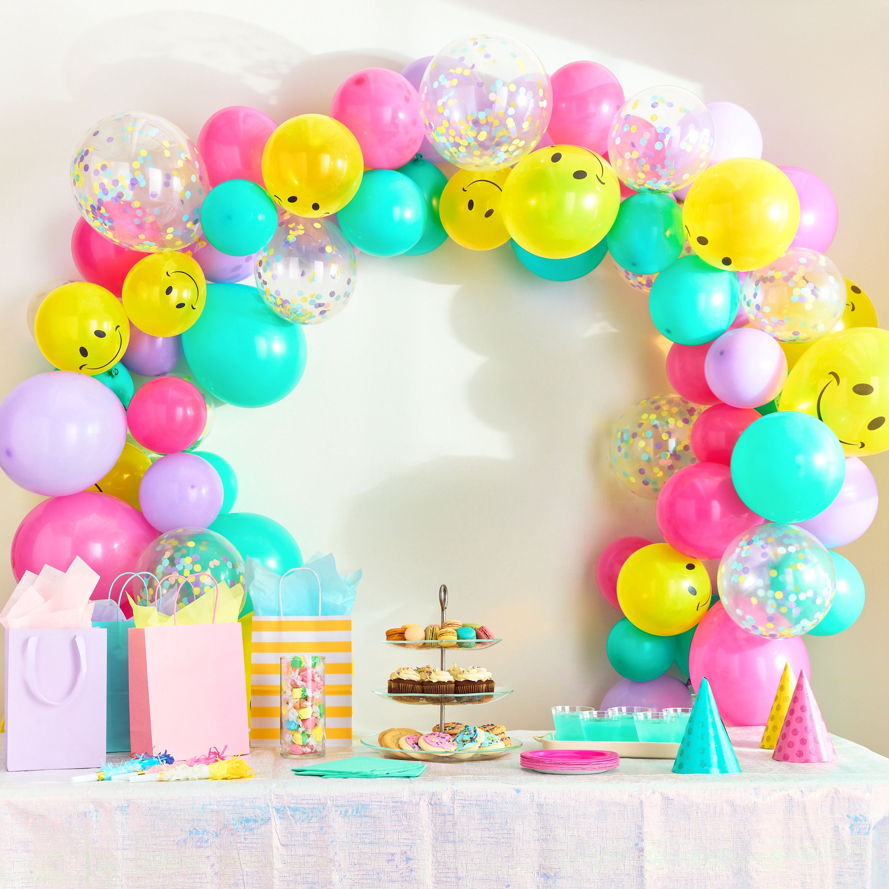 Multicolor Happy Face Balloon Garland, 76 Pieces, by Way To Celebrate