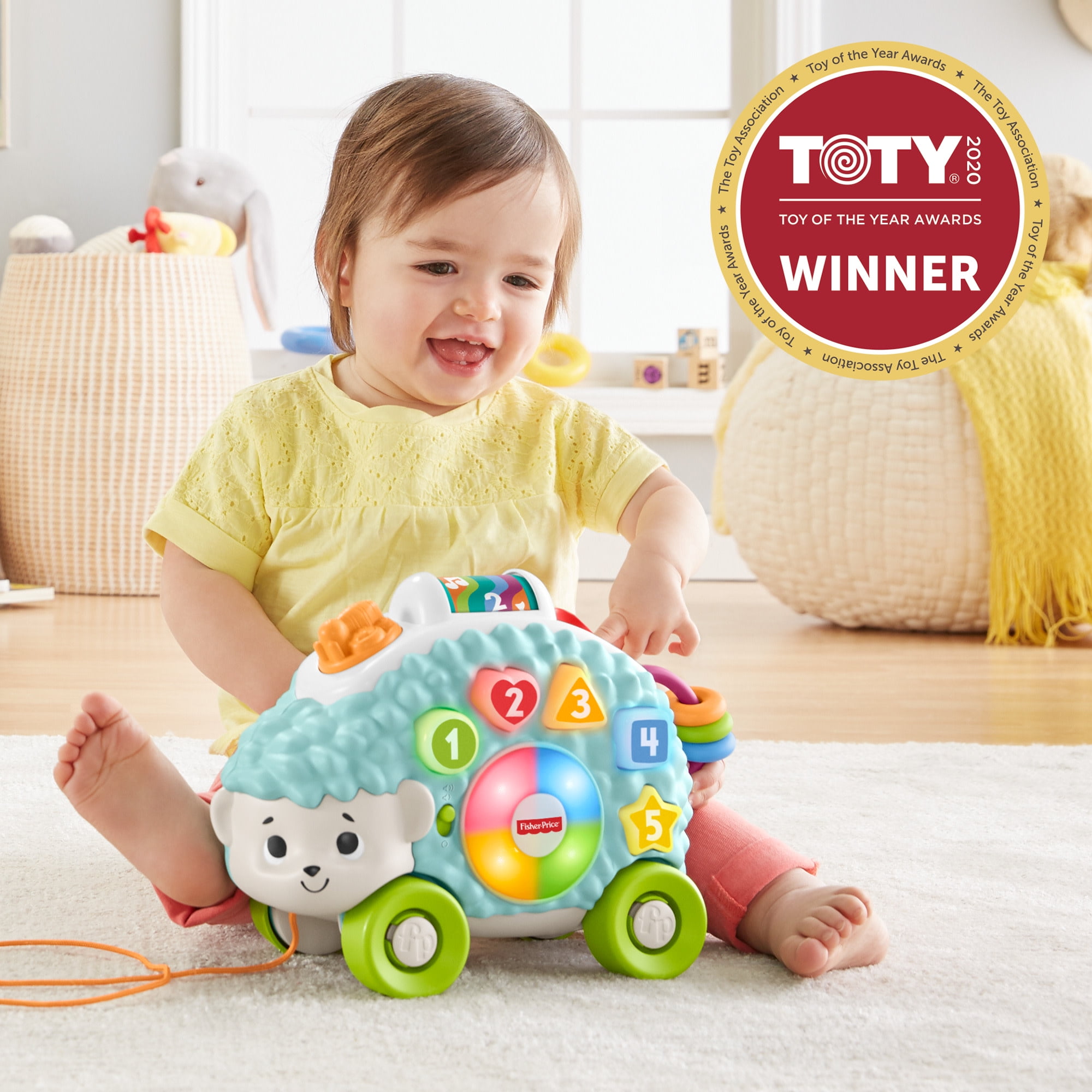 Fisher-Price Linkimals Happy Shapes Hedgehog Baby Learning Pull Toy with Lights & Music