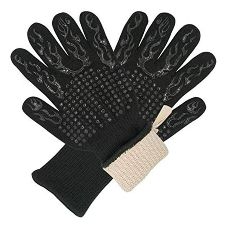 Cubilan BBQ Gloves, Black Grilling Gloves Heat Resistant Oven