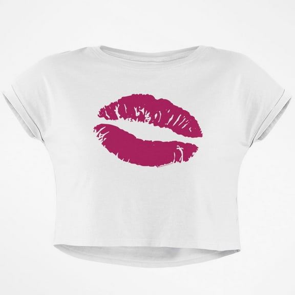 Pink Lips Junior Boxy Crop Top T Shirt