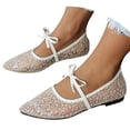 thumbnail image 3 of Women's Spring Ballet Style Flat Shoes Open Toe Pointed Toe Lace Up With Ankle Strap Soft Sole Comfortable Elegant Casual Footwear For Daily Wear Gold 37, 3 of 6