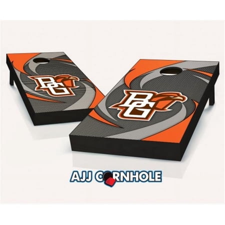 AJJCornhole Bowling Green Falcons Swoosh Theme Cornhole Set with Bags - 8 x 24 x 48 in.