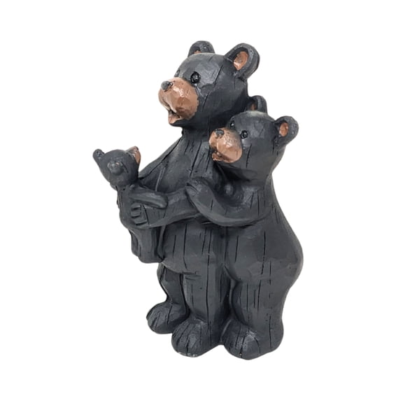 Bear Family Resin Decorative Tabletop Figurine, Rustic Cabin Black Bear Statue for Shelf and Mantel Decor, Woodland Animal Sculpture for Home Office, Heartwarming Wildlife Gift for Nature Lovers