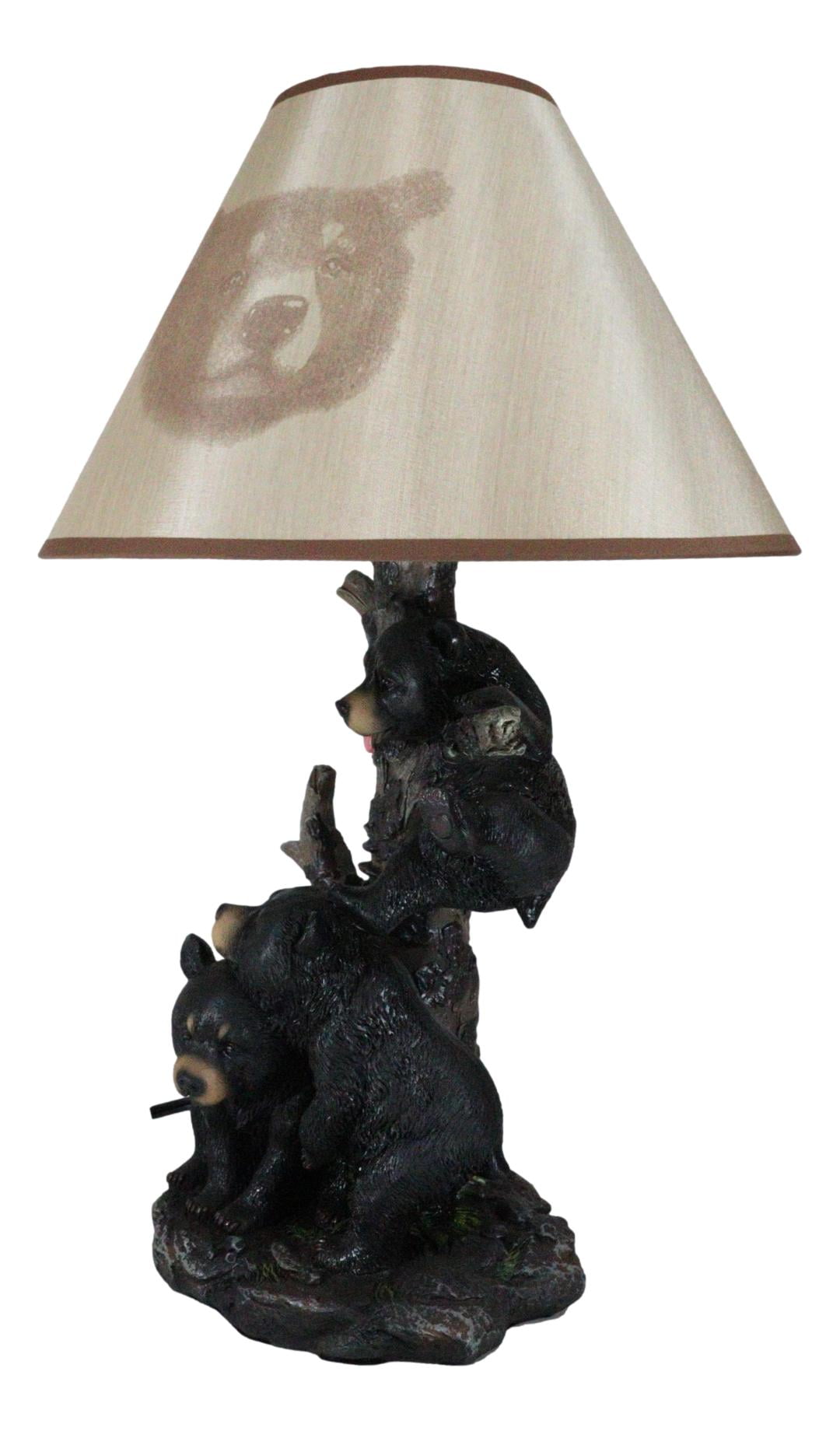Ebros Climbing Black Bear Cubs Table Lamp With Bear Shade Desk Lamp (Set of 2)
