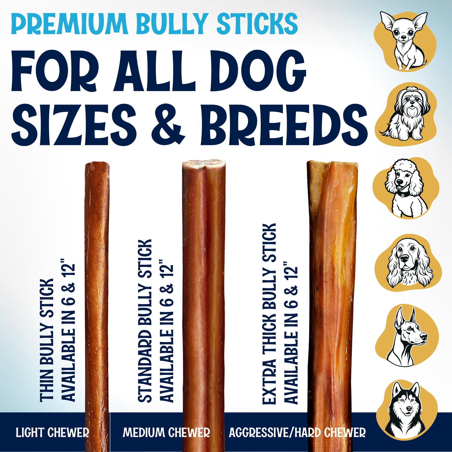 Fetcheroni Odor-Free Thin Bully Sticks for Dogs, 12 Inch, 10 Pack