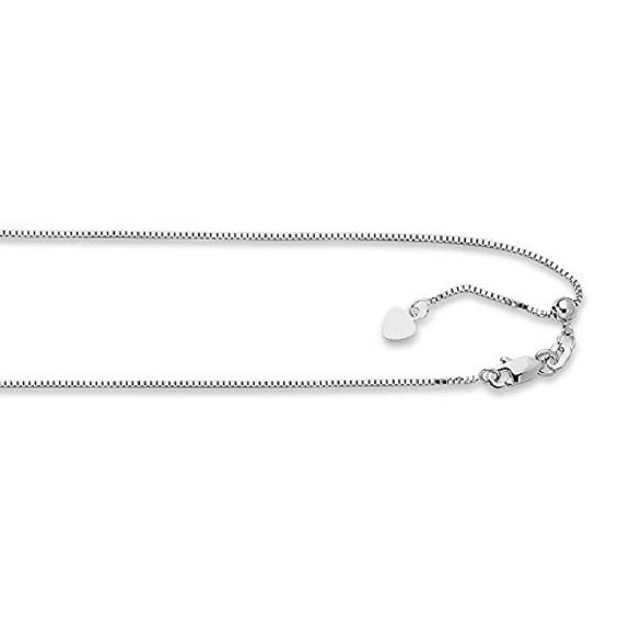 Nana Jewels 22" Adjustable Box Necklace Chain-Made in Italy- 1.00mm-10k White Gold