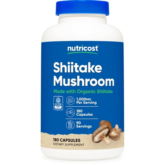 Nutricost Shiitake Mushroom Supplement Capsules 1000mg, 90 Servings