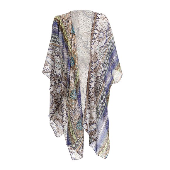 Las mujeres playa cubierta Ups Kimono capas Flowy sol protección blusa Top Azul Colcomx Cárdigan tipo kimono de playa