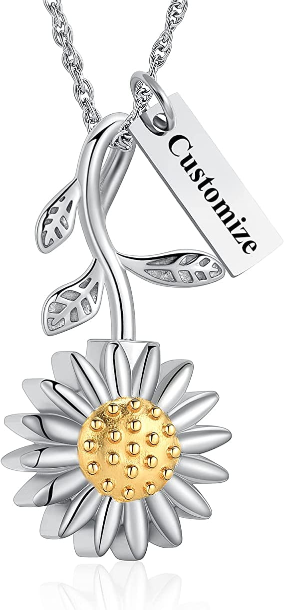 Sunflower Urn Necklace for Ashes Cremation Jewelry for Human Ashes