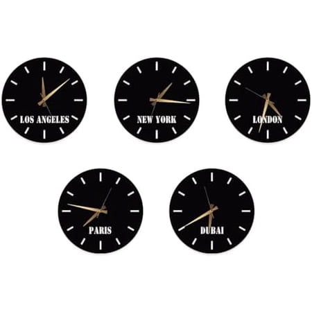 Custom Metal Wall Clock Set, Silent Steel Wall Clocks for Office and Home, Modern Black Minimalist Clock Trio, New Home Gift, Wall Time Zone Decor$$Home Decor, Kitchen, & Other