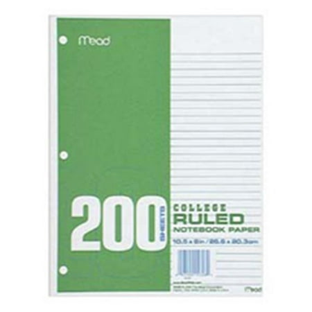 Mead Filler Paper, College Ruled, 200CT