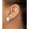 thumbnail image 3 of Sterling Silver Cheryl M Rh-P Cz Created Opal Oval Post Earrings (15 X 12) Made In China qcm1000, 3 of 5