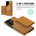 thumbnail image 3 of Allytechgroup Compatible with Magsafe 2 in 1 Detachable Samsung Galaxy S25 Ultra Wallet Case, PU Leather RFID Blocking Flip Kickstand with Card Holder for Samsung Galaxy S25 Ultra, Brown, 3 of 9