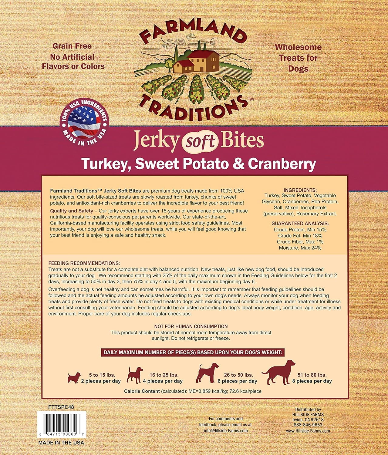 Farmland Traditions USA Made 3 lbs. Turkey, Sweet Potato, Cranberry Soft Jerky Bite Dog Treats
