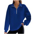 thumbnail image 3 of Fall Saving! HVOBTTY Women's Long Sleeved Sweatshirts, Fall Tops for Women, Women's Casual Fashion V Neck Half Zipper Knit Texture Sweatshirt Top Blue, M, 3 of 5