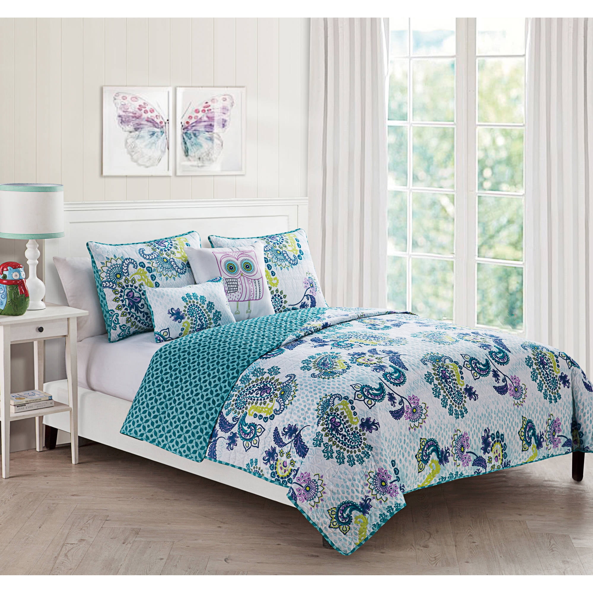 Owl Bedding - Vcny Samantha Multicolored Paisley Piece Reversible Bedding Quilt Setdecorative Owl owl bedding - vcny samantha multicolored paisley piece reversible bedding quilt setdecorative owl