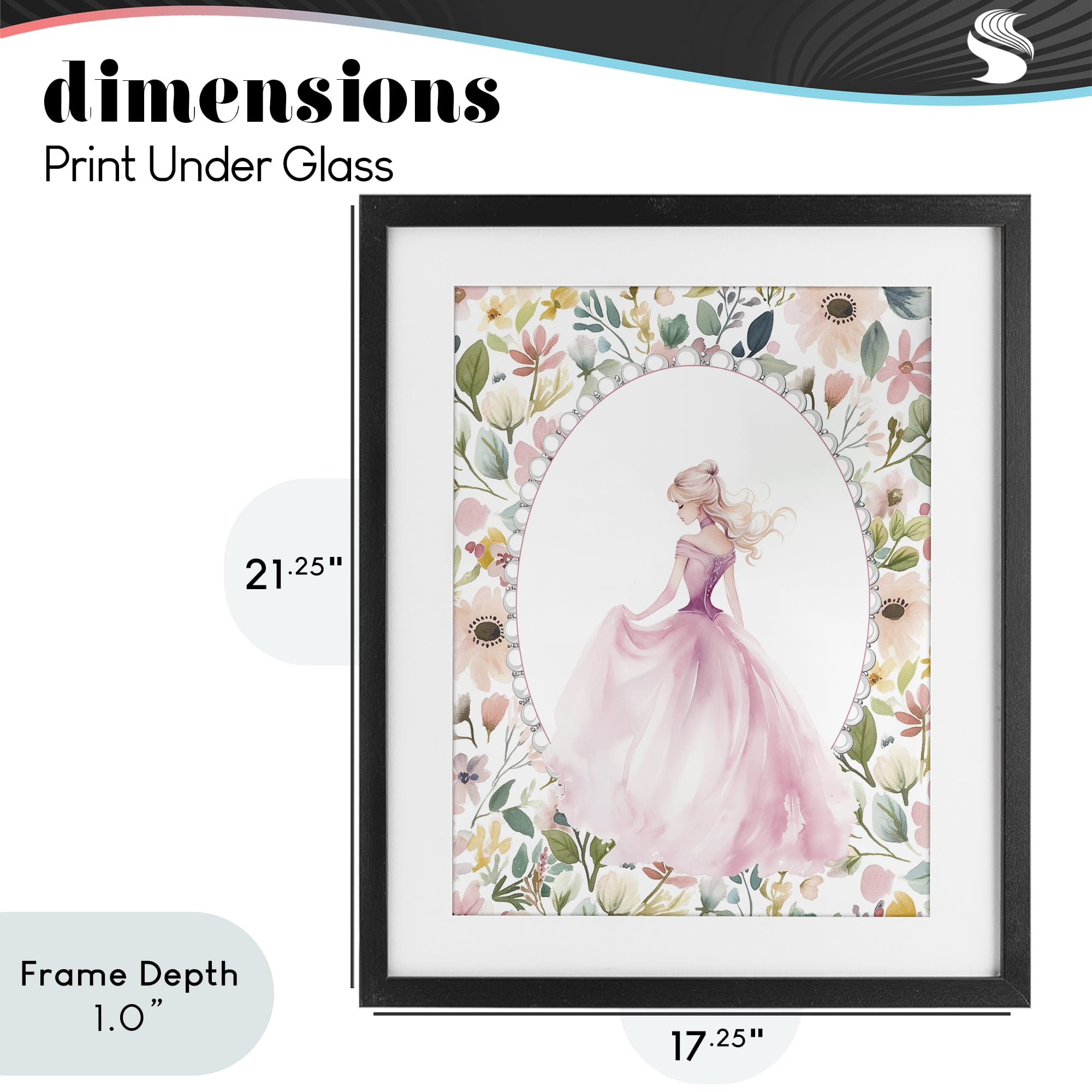 Stupell Industries Graceful Princess Love Black Framed Print Under Glass, design by Christine Simpson Art