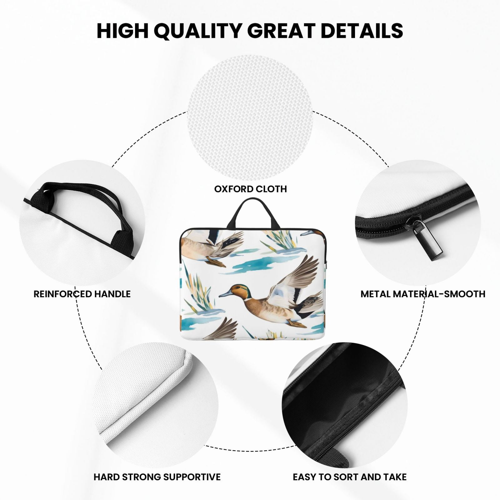 Laptop Sleeve Bag For Women Men 14inch Waterproof Durable Protective Computer Carrying Cover Handle Laptop Case Bag Water Duck