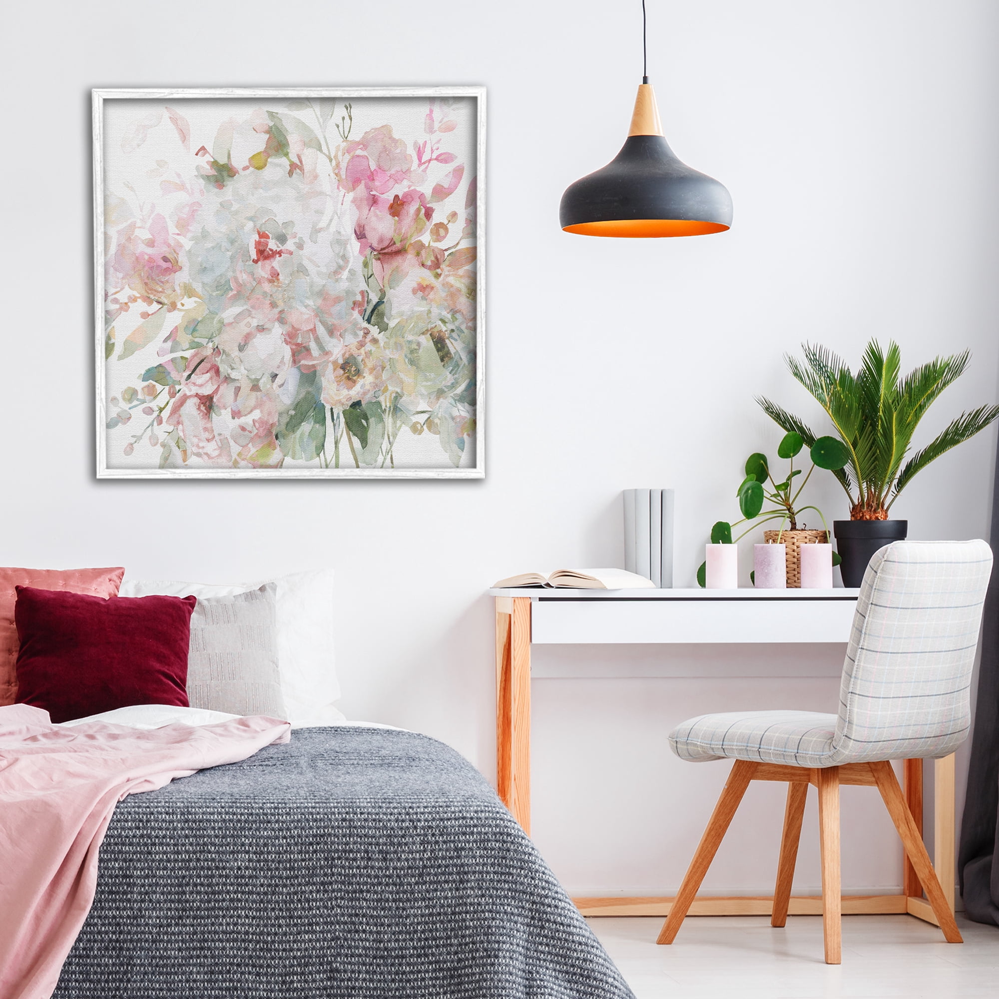Stupell Industries Romantic Pastel Blossoms White Framed Giclee Art, design by Carol Robinson