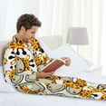 thumbnail image 6 of Fuzoiu Giraffes Head Print Men's Long-Sleeved Pajama,Lounge Button Down Nightwear,Mens Notch Collar Pajama Set -X-Large, 6 of 7