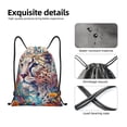 thumbnail image 4 of Saiise Vibrant Leopard In Flowers Pattern Sports Drawstring Backpack - String Swim Gym Bag with Wet Proof Pocket for Women&Men-Small, 4 of 6
