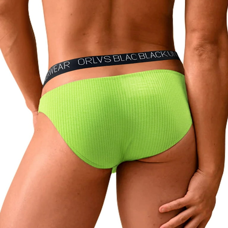 Aayomet Men'S Underwear Boxer Men's Breathable Underwear Cotton Bikini  Briefs No Fly Wide Waistband Underpants Low Rise Brief,Green XXL 