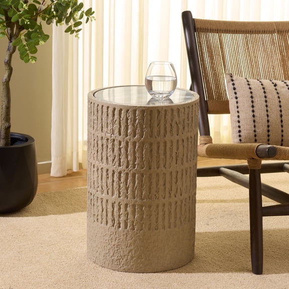 Safavieh Venti Wood Modern Round End Table, Taupe/Black Marble