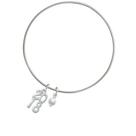 - Vertical Year - 2018 - Imitation Pearl Bicone Bangle Bracelet