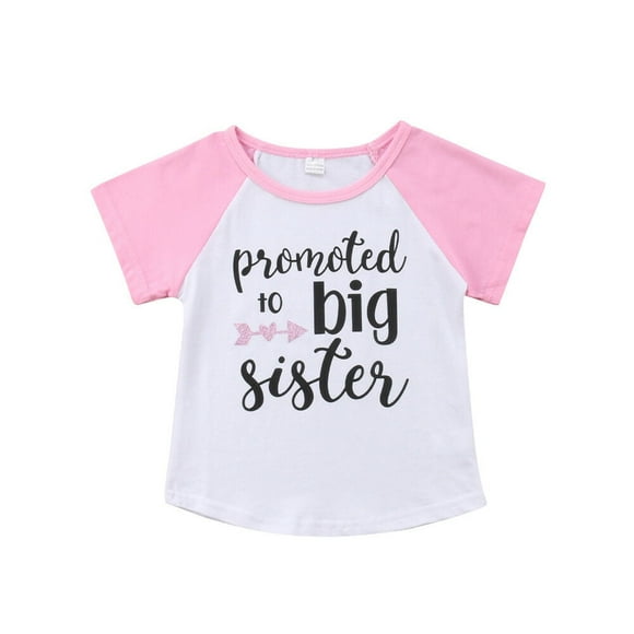 Toddler Baby Girls Summer T-shirt -Promoted to big sister Print Graphic Tee Tops