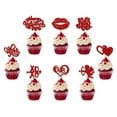 thumbnail image 4 of Valentine's Day Cupcake Toppers & Cake Decorations - Romantic Heart Love Flag Picks for Dessert Gifts Party Supplies (12-Pack), 4 of 5