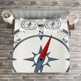 thumbnail image 3 of Ambesonne Compass Quilted Bedspread Set 3 Pcs, Minimalist Design, King Size, Slate Blue Red, 3 of 3