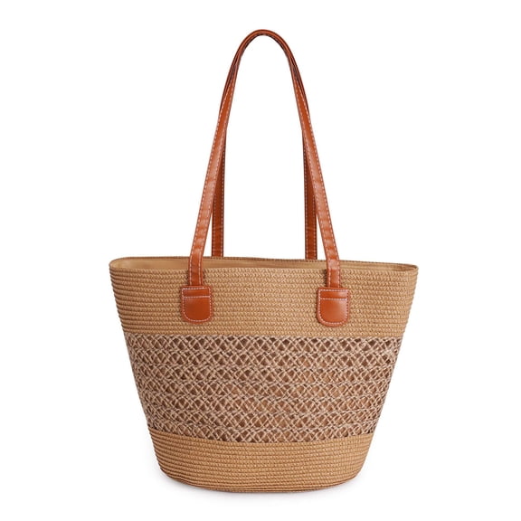 Deago Women's Straw Shoulder Bag Woven Totes Summer Travel Beach Bags Handbag Top Handle Purse