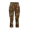thumbnail image 4 of SCRAWLGOD Thanksgiving Women's Soft Capri Leggings Soft Tummy Control 3/4 Yoga Leggings for Workout Running Gym High Waisted Capris Tights with 2 Pockets, Maple Leaf Fruit Turkey Print, S, 4 of 7