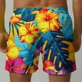 thumbnail image 5 of LYEAA Big Mens Swim Trunks Elastic Waist Summer Beach Men's Shorts Hawaiian Colorful Floral Printed Drawstring Surfing Board Shorts Casual Athletic Trendy Comfort Swimsuit Bathing Suit with Pockets L, 5 of 5