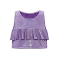 thumbnail image 3 of TSSOE Kids Girls Sparkly Metallic Ruffle Modern Hip Hop Jazz Ballet Dance Vest Stage Performance Tank Crop Tops Dancewear Purple 10-14, 3 of 5