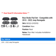 thumbnail image 2 of Rear Brake Pad Set - Compatible with 2015 - 2022 Jeep Renegade 2016 2017 2018 2019 2020 2021, 2 of 2