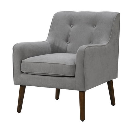 Kina 28 In. Accent Chair, Light Gray Fabric, Button Tufted, Angled Legs- Saltoro Sherpi