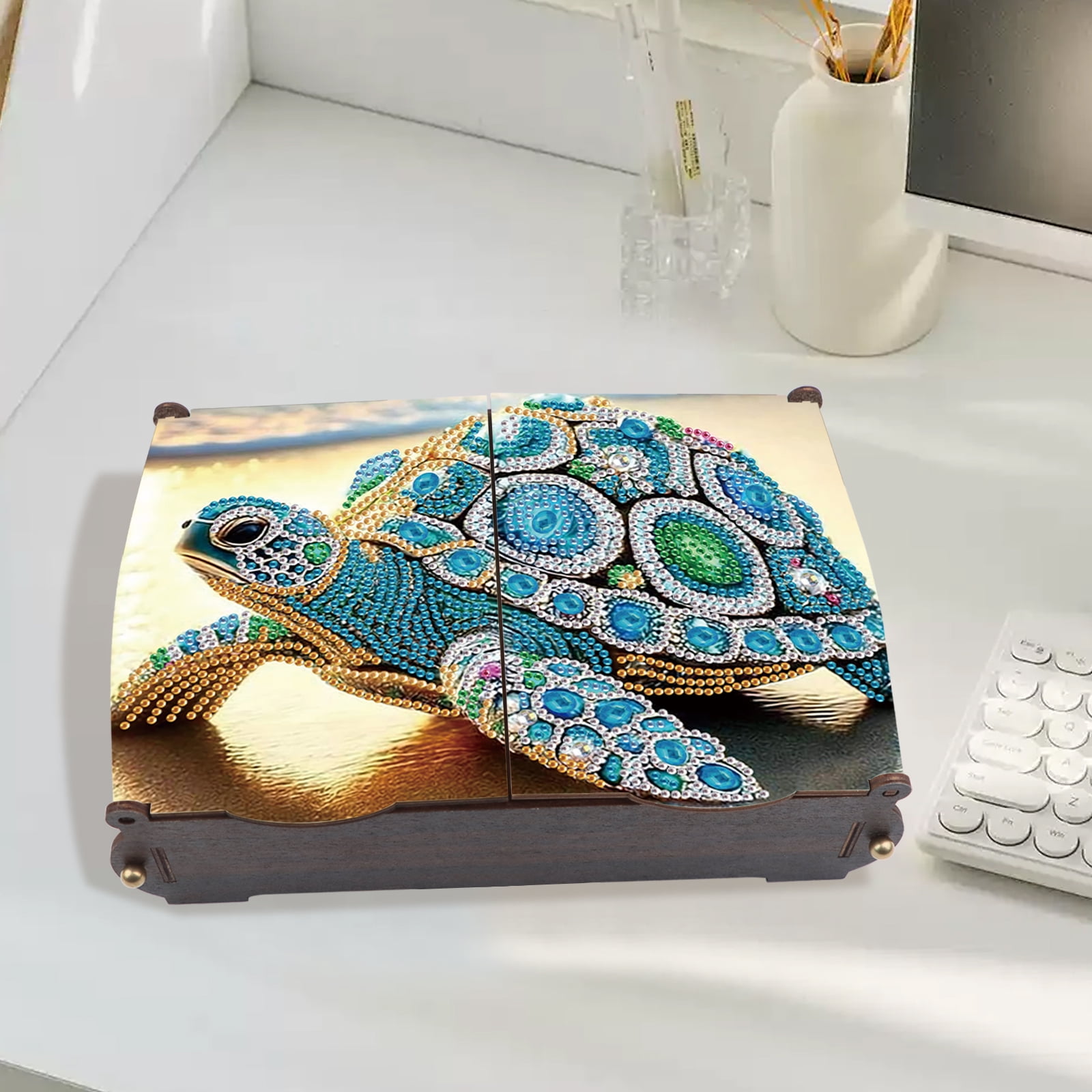 Diamond Painting Kit Storage Box, Turtle Shaped DIY Multi Purpose Craft Storage Box, Ideal for Home Offices and Holiday Gifts