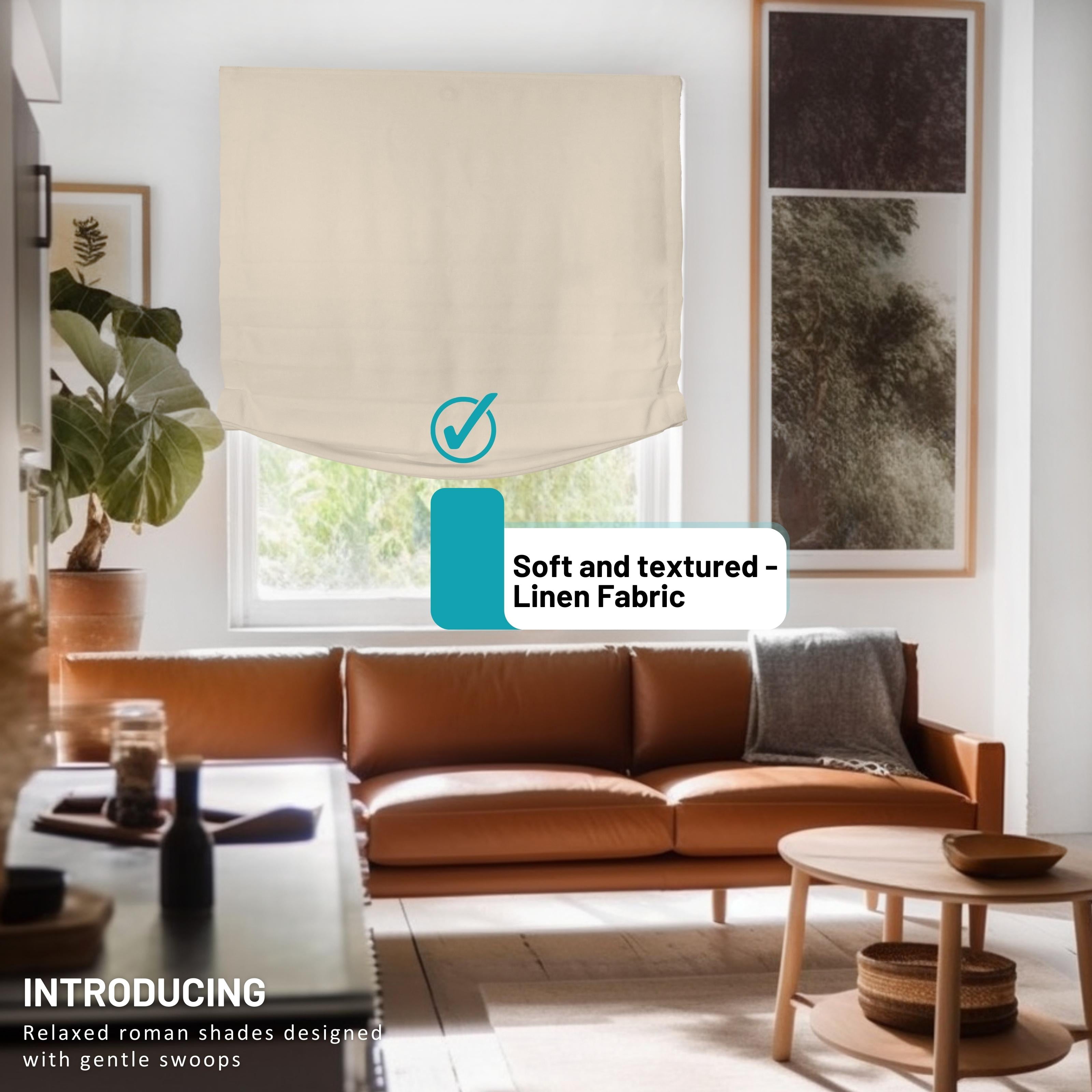 Chicology Cordless Roman Shades, Ivory (Relaxed), 35"W X 64"H