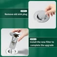 thumbnail image 6 of 3 in 1 Sink Drain Strainer with Hair Catcher,2PCS Stainless Steel Popup Sink Stopper with Basket for Bathroom Kitchen Shower,Pop-up Bounce Core Floor Basin Drain Filter,Replacement Sink Plug, 6 of 7