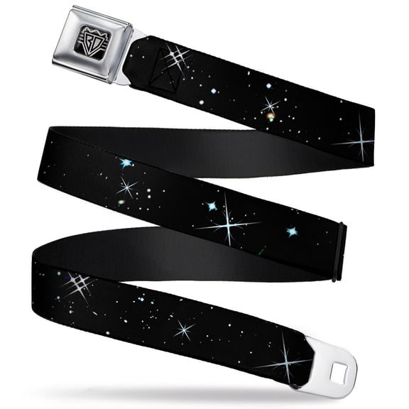 Buckle-Down Belt, Seatbelt Buckle Belt, Shining Stars Black White, 30 to 44 Inches