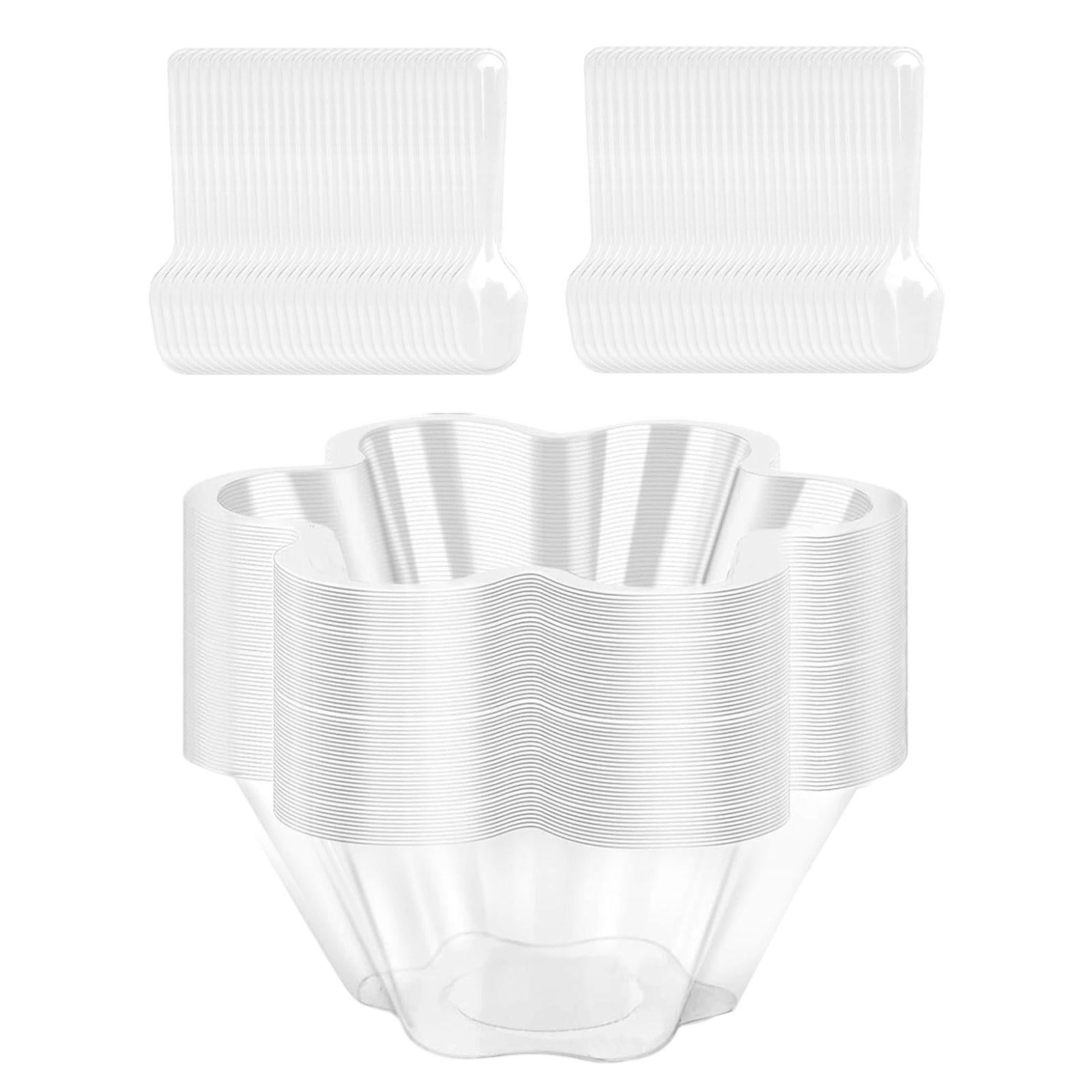 60 Sets Dessert Cups Fruit Bowls Party Serving Spoons Sturdy Plastic Construction for Baby Shower Catering Event
