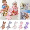 thumbnail image 6 of Lavender Easter Bunny Plush - Purple Fluffy Rabbit Stuffed Animal With Satin Bow For Easter & Birthday Gifts(Gray-9.8In)#4609, 6 of 6