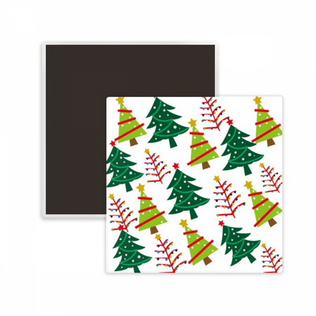 

Merry mas Tree Green Illustration Square Ceracs Fridge Magnet Keepsake Memento